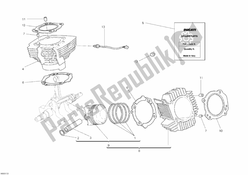 All parts for the Cylinder - Piston of the Ducati Monster 1100 S ABS 2010